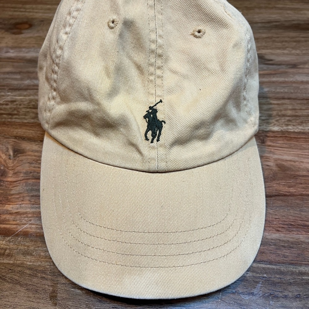 Polo by Ralph Lauren Beige Baseball Cap with Black Pony Logo